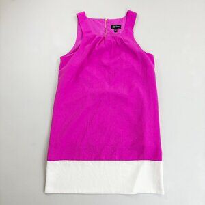 OLEG CASSINI Colorblock Shift Dress SZ 4 Mod Sleeveless Fuchsia Pink White